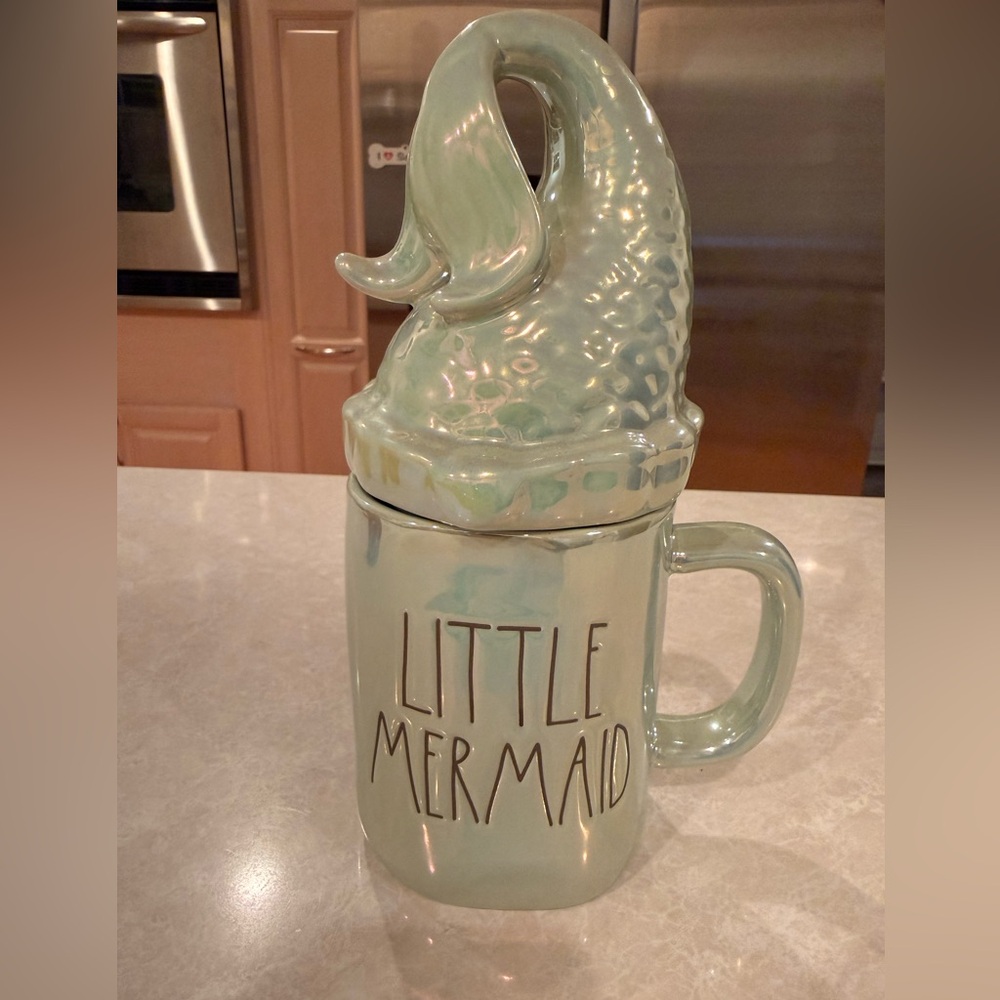 Rae Dunn Little Mermaid Mug with Lid - Light Green